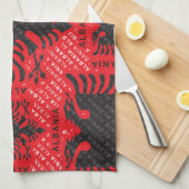 Albanees vlagpatroon 2 theedoek (Quarter Fold)