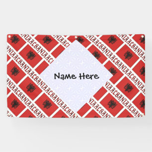 Albanese Albanese Vlag Getegeld Gepersonaliseerd  Spandoek