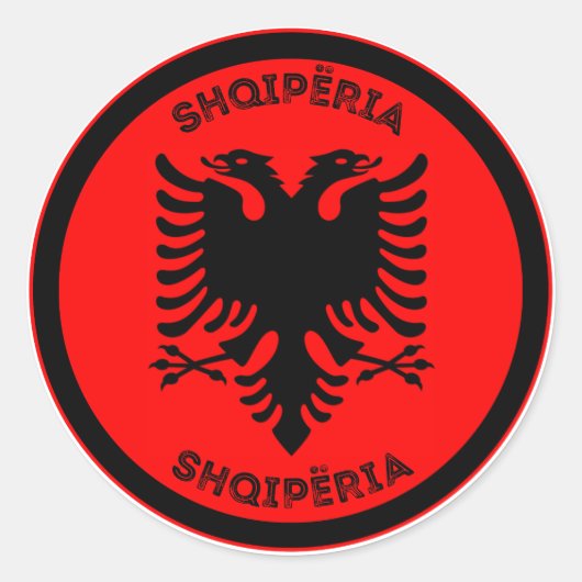 Albanese Erfgoed Embleem Ronde Sticker (Voorkant)