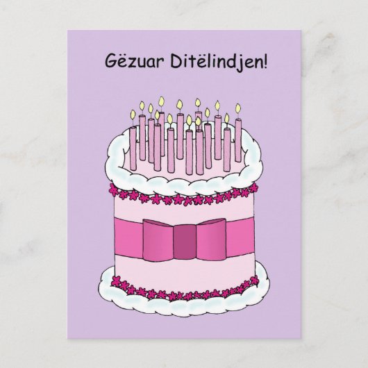Albanese Happy Birthday Cake en kaarsen Briefkaart (Voorkant)