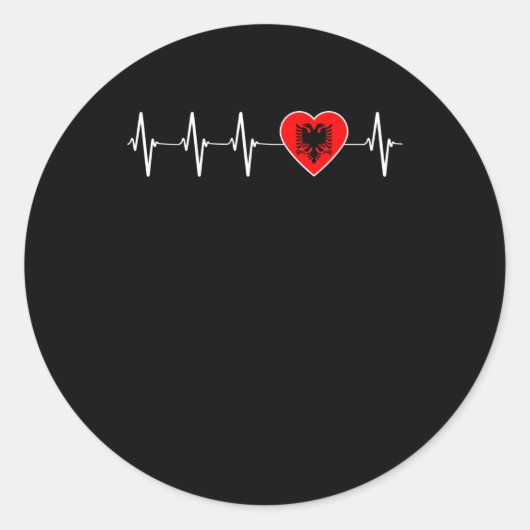 Albanese hartslag Ik hou van Albanese vlaggenhartp Ronde Sticker (Voorkant)