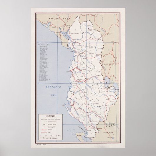 Albanese kaart (1962)  Albanese atlas Poster (Voorkant)
