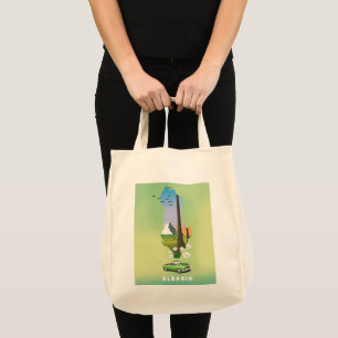 Albanese kaart Illustratieve reisposter Tote Bag