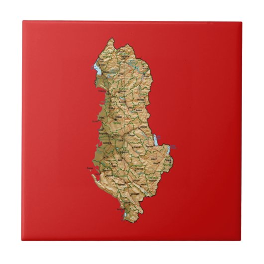 Albanese kaart tegel tegeltje (Voorkant)