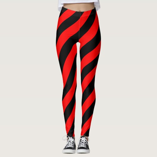 Albanese nationale vlaggekleurde diagonaal gestree leggings (Voorkant)