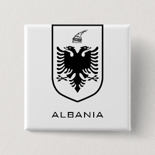 Albanese Nationale Wapen Erfgoedinkt Vierkante Button 5,1 Cm
