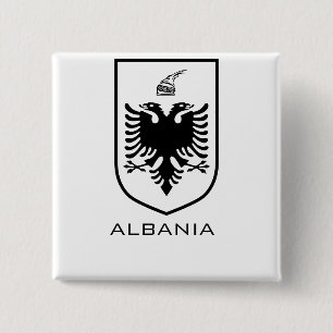 Albanese Nationale Wapen Heritage Ink Vierkante Button 5,1 Cm