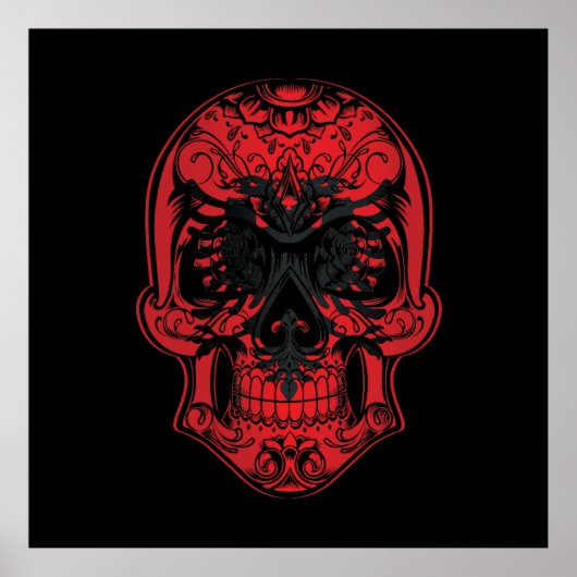 Albanese Roos- en schedelvlag Poster (Voorkant)