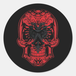 Albanese Roos- en schedelvlag Ronde Sticker