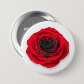 Albanese Roos Vlag op wit Ronde Button 7,6 Cm (Voorkant /achterkant)