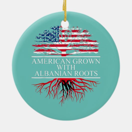 Albanese Roots-Amerikaanse vlag Albanië Keramisch Ornament (Achterkant)