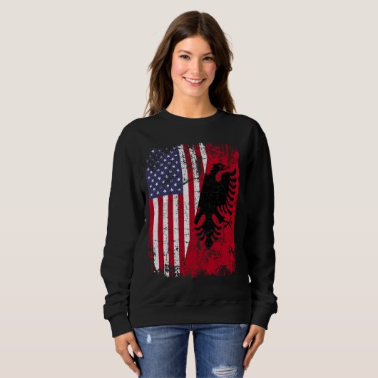 ALBANESE ROOTS Rode Adelaar Half Amerikaans ALBANI Trui (Voorkant volledig)