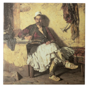 Albanese Sentinel Resting (Arnaueti) (olie op canv Tegeltje