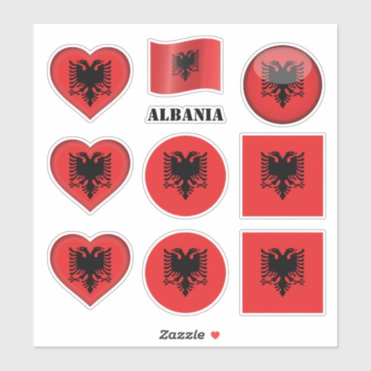 Albanese stickers en Albanese vlag, hart/sport (Vel)