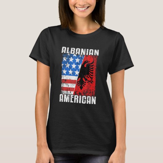 Albanese vlag Albanië Eagle Usa Shqiperia T-shirt (Voorkant)