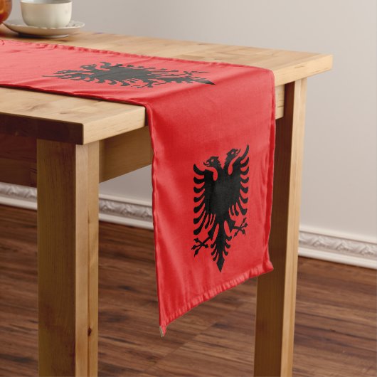 Albanese Vlag & Albanië mode thuis / sport fans Korte Tafelloper (Voorbeeld)