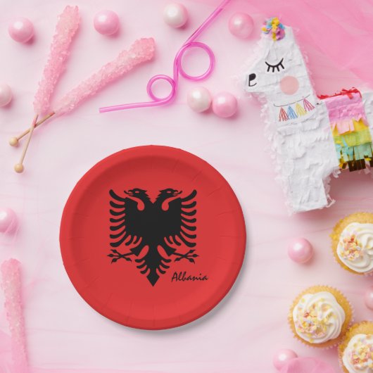 Albanese vlag & Albanië partij patriotten / sport Papieren Bordje (Feest)