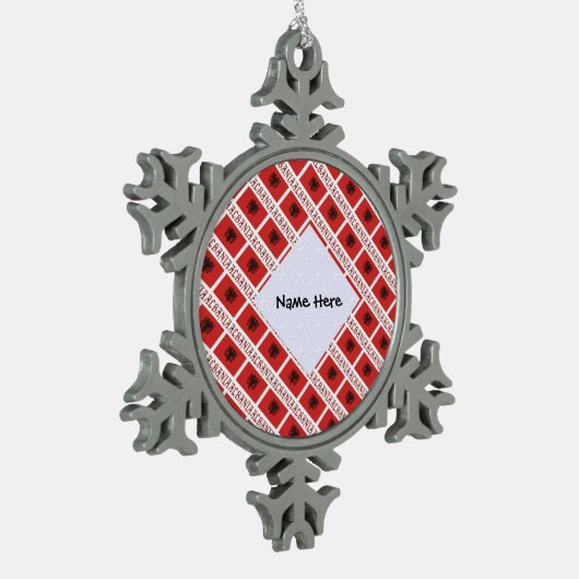 Albanese vlag betegeld gepersonaliseerd tin sneeuwvlok ornament (Links)