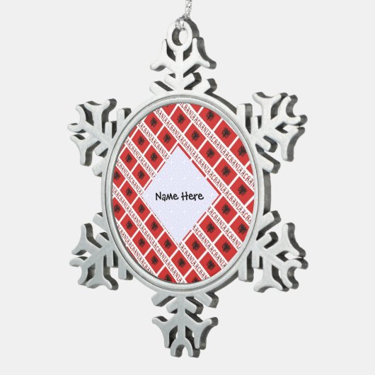 Albanese vlag betegeld gepersonaliseerd tin sneeuwvlok ornament (Rechts)