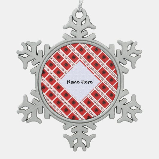 Albanese vlag betegeld gepersonaliseerd tin sneeuwvlok ornament (Voorkant)