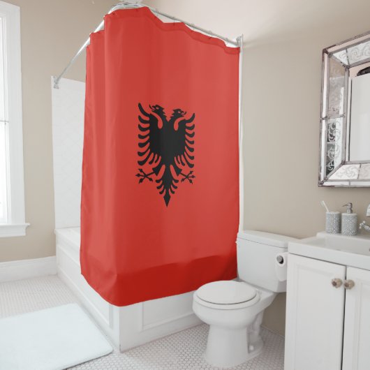 Albanese vlag douchegordijn (In situ)