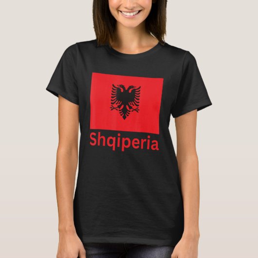 Albanese Vlag Dubbelkoppige Adelaar Albanië Shqipe T-shirt (Voorkant)