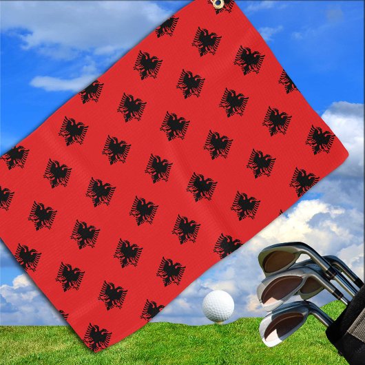 Albanese vlag en Albanees reizen, vakantie- en spo Golfhanddoek