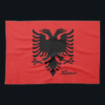 Albanese vlag en Albanese keuken, mode/sport Theedoek<br><div class="desc">keukendoeken: Albanië en Albanese vlag - kookthuis,  chef-koks mode - houden van mijn land,  voet,  barbecue,  sportfans</div>