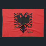 Albanese vlag en Albanese keuken, mode/sport Theedoek<br><div class="desc">keukendoeken: Albanië en Albanese vlag - kookthuis,  chef-koks mode - houden van mijn land,  voet,  barbecue,  sportfans</div>