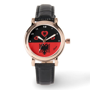 Albanese vlag en Albanese mode hart/sportfans Horloge