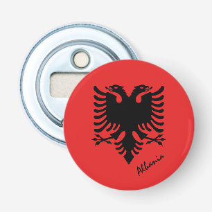 Albanese vlag en Albanese partij/drink sport Button Flesopener