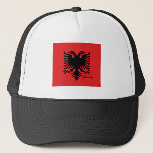 Albanese vlag en Albanese vakantie- en sportfans Trucker Pet