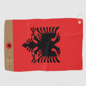 Albanese vlag en Albanië, monogrammed/Golfhanddoek Golfhanddoek (Horizontaal)