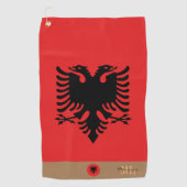 Albanese vlag en Albanië, monogrammed/Golfhanddoek Golfhanddoek (Voorkant)