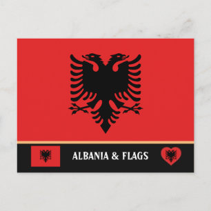 Albanese vlag en Albanië - reizen, vakantie/sport Briefkaart