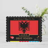 Albanese vlag en gelukkig nieuwjaar/beste wil Alba Feestdagenkaart (Staand voorkant)