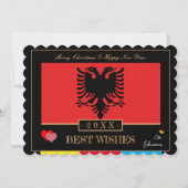 Albanese vlag en gelukkig nieuwjaar/beste wil Alba Feestdagenkaart (Voorkant)