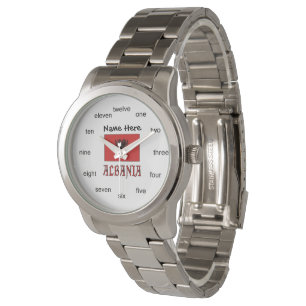 Albanese vlag gepersonaliseerd horloge