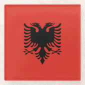 Albanese vlag glazen onderzetter (Voorkant)