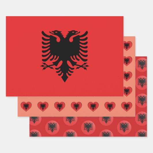 Albanese vlag, hart en Albanese Mode / gift set Inpakpapier Vel (Set)