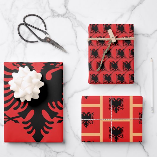 Albanese vlag, hart en Albanese Mode / gift set Inpakpapier Vel (Voorkant)
