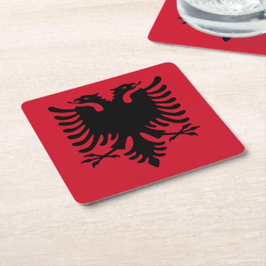 Albanese vlag kartonnen onderzetters (Schuin)