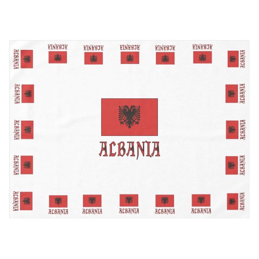 Albanese vlag met Albanië Tafelkleed (Voorkant (Horizontaal))