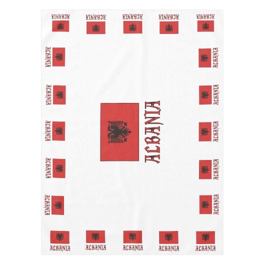 Albanese vlag met Albanië Tafelkleed (Voorkant)
