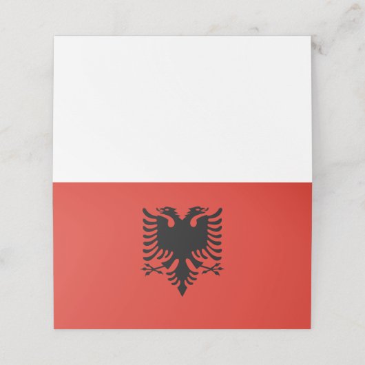 Albanese vlag plaatskaartje (Buitenkant ongevouwen)