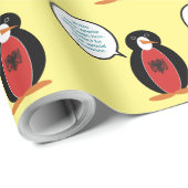 Albanese vlag praten Ms. Penguin gepersonaliseerd Cadeaupapier (Rol Hoek)