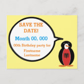 Albanese Vlag Pratende Mevrouw Pinguïn Bewaar de D Aankondigingskaart (Voorkant)