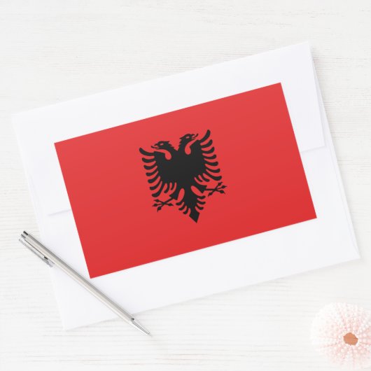 Albanese vlag rechthoekige sticker (Envelop)