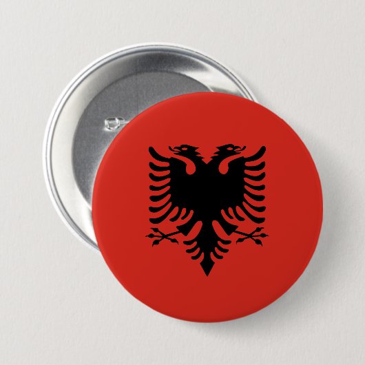 Albanese vlag ronde button 7,6 cm (Voorkant /achterkant)