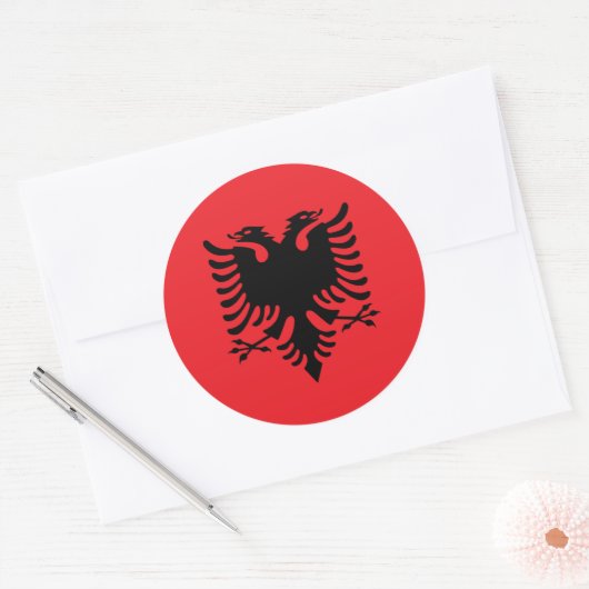 Albanese vlag ronde sticker (Envelop)